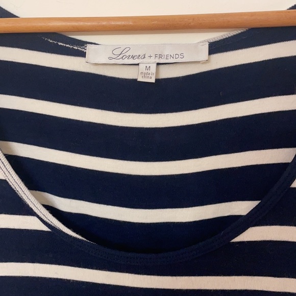 Lovers + Friends Striped White and Blue Short Casual T-Shirt Dress - Picture 2 of 7